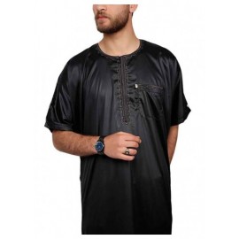 Half sleeve Black Polyester thobe